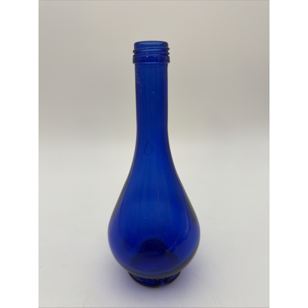 Vintage Teardrop Cobalt Blue Glass Bottle Acqua della Madonna Made in ITALY